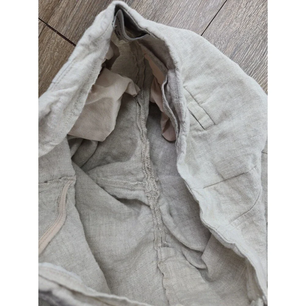Reformation Women's 0P Cropped Wide Leg Linen Pant Beige Oatmeal Flax